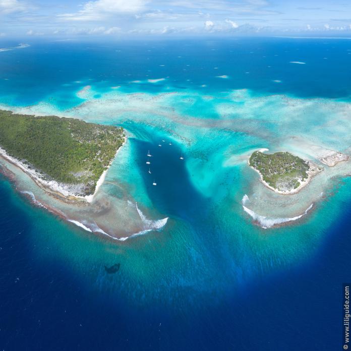 L’anse Amyot de Toau et son immense barrière de corail.